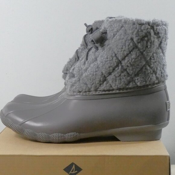Sperry Women's Winter Boot, Grey/Coin Sherpa Top Duck Boot Bottom 8.5 - Picture 6 of 10